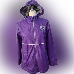 Charles River Apparel Rain Jacket Vented Womens Purple Size S Zip Pockets
